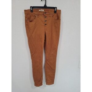 Madewell 9" Mid-Rise Skinny Jeans Burnt Orange Button Fly Size 29 Tall Rust #25